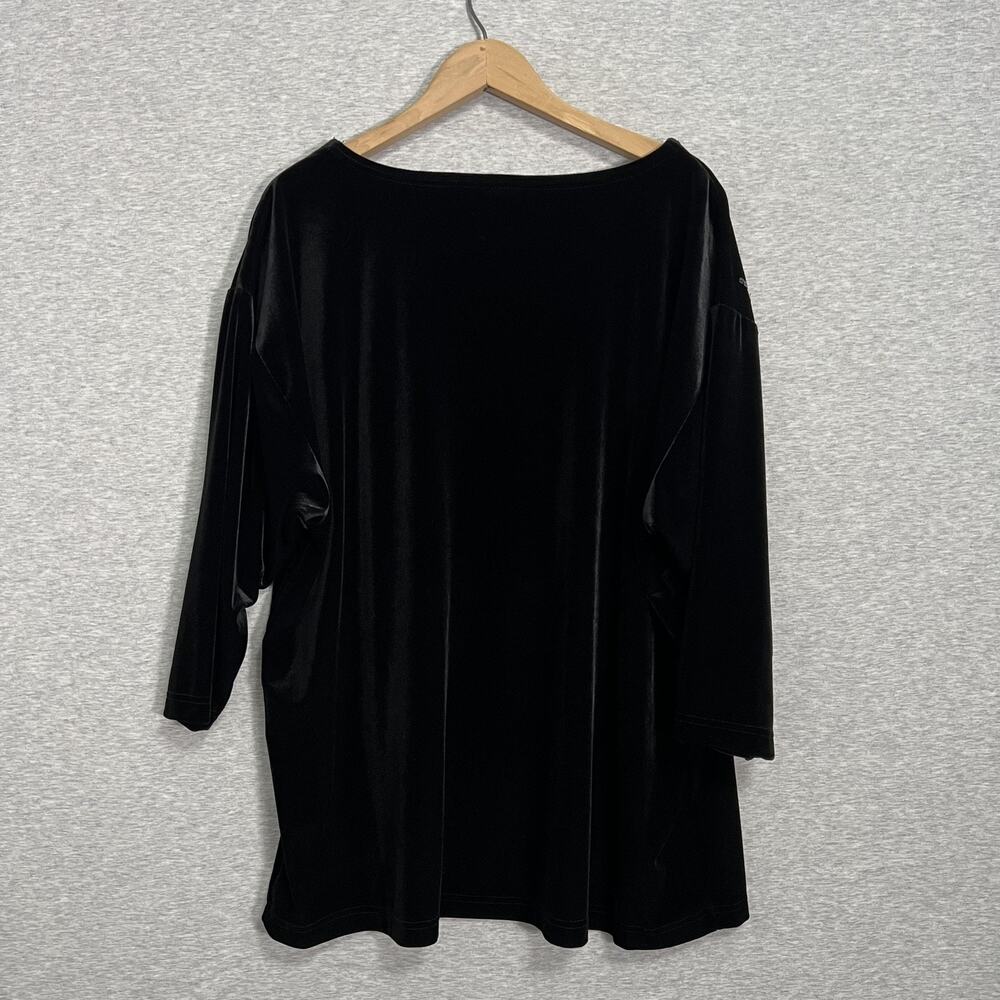 Bob Mackie Wearable Art Shirt Womens 1X Black Velvet Sequin Tunic Pullover Top - Picture 5 of 11